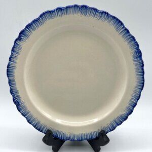 John Derian 19th Century Blue Feather Edge Ironstone Plates Set of 2 Italy 8"